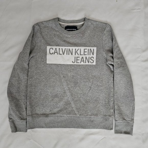 Calvin Klein Jeans Women's Gray Heathered Crew Neckline Pullover Sweater S/P/CH - Picture 3 of 14
